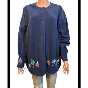Festive Holiday Fleece Cardigan Jacket Size 2X (18-20)